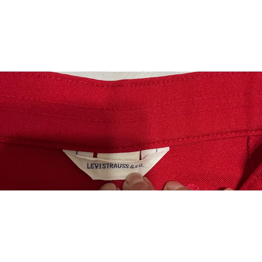 Vintage Levis Red High Waisted Wide Leg Strawberry Embroidered Size 6 Pants - Picture 5 of 11